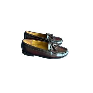 Cole Haan Mens Burgundy Leather Tassel Kiltie Slip-On Loafer Shoes Size 9.5